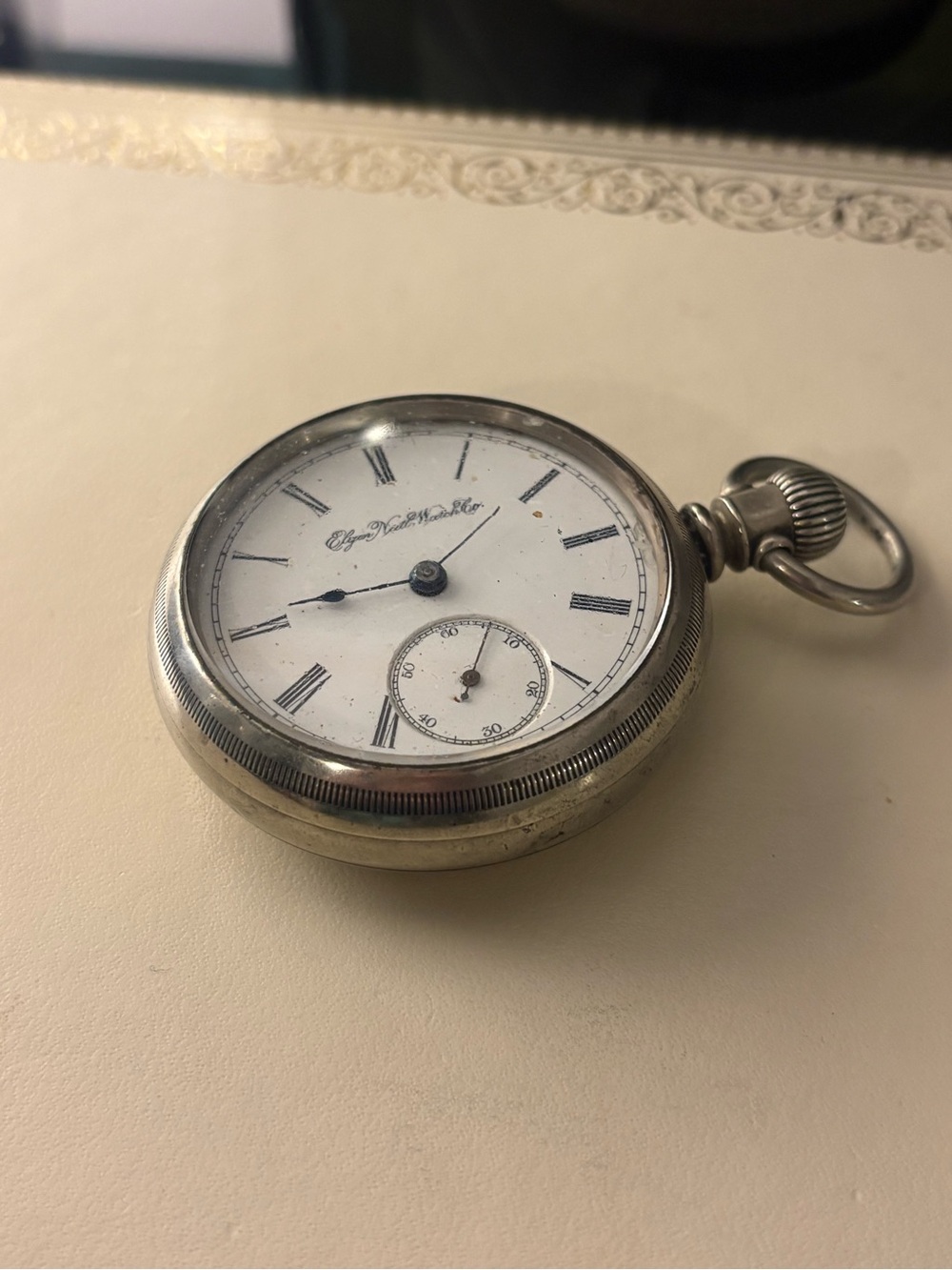 Antique Elgin Pocket Watch with White Dial - Men’s Accessory